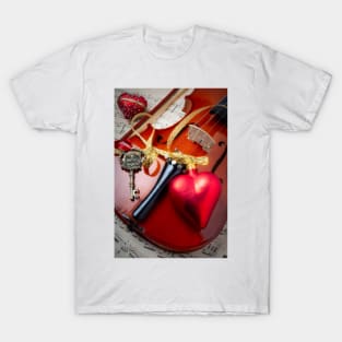 Red Heart And Santa Key Ornament T-Shirt